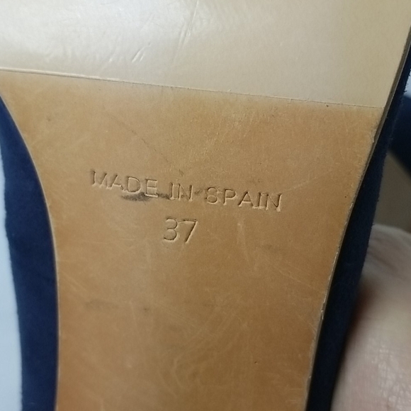 Anthropologie Kmb Blue Suede Ruffle Heels Coquette Romantic Heels - Picture 9 of 10